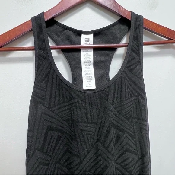 Fabletics Black Racerback Geometric Design Size Medium - Picture 2 of 10
